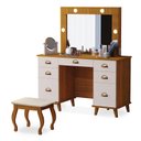 Ver imagem 1 de Penteadeira Camarim New Seul com Banqueta Almofadada Freijó Maní - Luapa