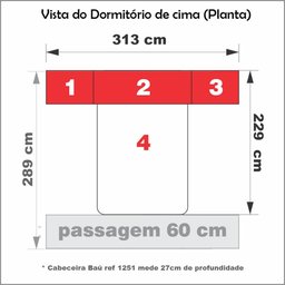 Dormitório Queen Size sem Cama 1223s Carvalho Claro - 4