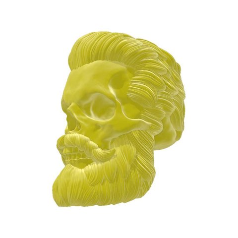 Caveira Barber Shop Barbearia Decoração 3d:amarelo