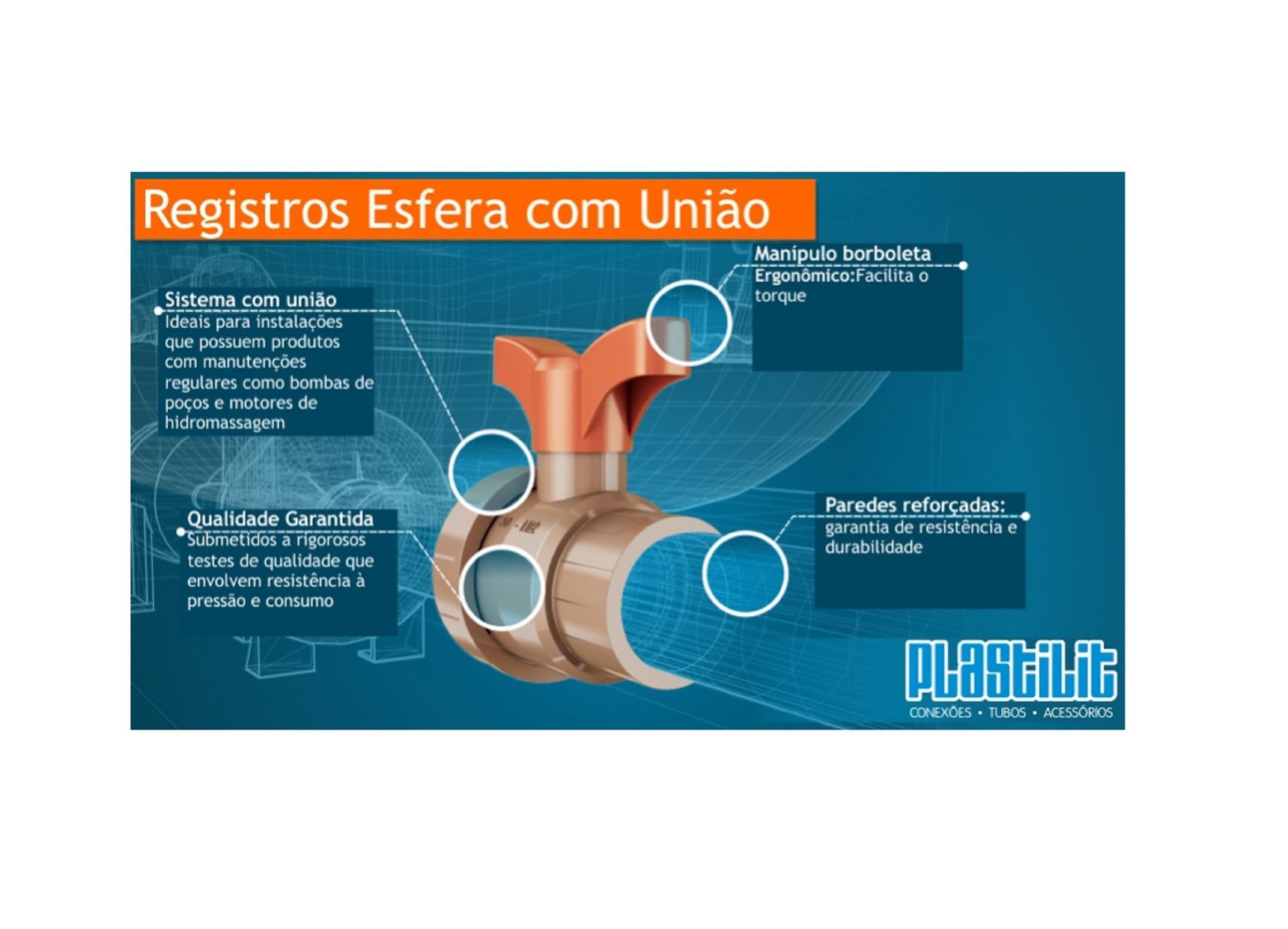 Registro de Esfera Soldável com União Plastilit 50mm - 2