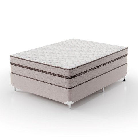 Cama Box Casal 138x188x63cm Molas Ensacadas Sonhare Montreal Bege