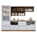 Ver imagem 5 de Cozinha Completa Modulada 5 Peças 8 Portas 6 Gavetas com Rodapé Norten Branco/Nature