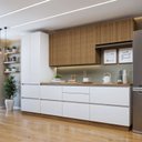 Ver imagem 1 de Cozinha Completa Modulada 5 Peças 8 Portas 6 Gavetas com Rodapé Norten Branco/Nature