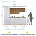 Ver imagem 4 de Cozinha Completa Modulada 5 Peças 8 Portas 6 Gavetas com Rodapé Norten Branco/Nature