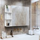 Ver imagem 4 de Espelheira Suspensa Armarinho de Banheiro Closet com Porta Prateleiras Nicho Organizador Iris Branco