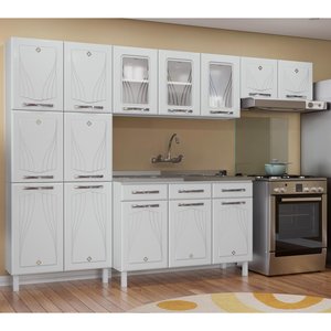Cozinha Completa 14 Portas 2 Gavetas 3 Vidros Star New 