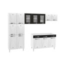 Ver imagem 3 de Cozinha Completa Modulada 14 Portas 2 Gavetas 3 Vidros Star New Branco/Preto
