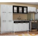 Ver imagem 1 de Cozinha Completa Modulada 14 Portas 2 Gavetas 3 Vidros Star New Branco/Preto