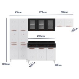 Cozinha Completa 14 Portas 2 Gavetas 3 Vidros Mirage New  - 4