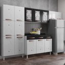 Ver imagem 1 de Cozinha Completa Modulada 14 Portas 2 Gavetas 3 Vidros Mirage New Branco/Preto