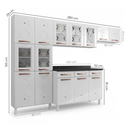 Ver imagem 4 de Cozinha Completa de Aço 4 Peças Decoradas com Paneleiro e Balcão com Tampo Mirage New Branco