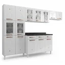 Ver imagem 3 de Cozinha Completa Modulada de Aço 4 Peças Decoradas com Paneleiro e Balcão com Tampo New Yescasa Branco