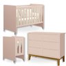 Quarto Bebê Berço Evolution 4 em 1 + Cômoda 6 Gavetas:rosa - 1