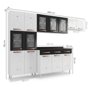 Ver imagem 4 de Cozinha Completa Modulada de Aço 4 Peças Decoradas com Paneleiro e Balcão com Tampo New Yescasa Branco/Preto