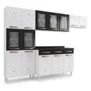 Ver imagem 3 de Cozinha Completa Modulada de Aço 4 Peças Decoradas com Paneleiro e Balcão com Tampo New Yescasa Branco/Preto