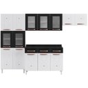 Ver mais imagens de Cozinha Completa Modulada de Aço 4 Peças Decoradas com Paneleiro e Balcão com Tampo New Yescasa Branco/Preto