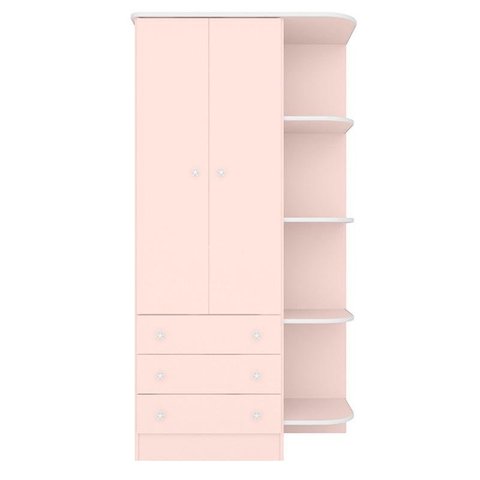 Guarda Roupa Infantil 2 Portas com Cantoneira Doce Sonho Rosa Acetinado - Qmovi