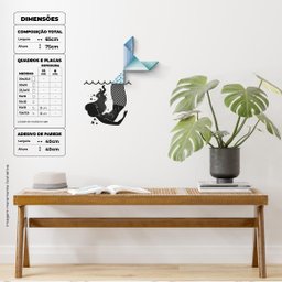 Mergulho da Sereia - Wall concept, montagem entre quadros e adesivo de parade - 5 peças + adesivo É  - 2
