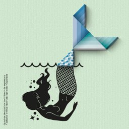 Mergulho da Sereia - Wall concept, montagem entre quadros e adesivo de parade - 5 peças + adesivo É  - 1