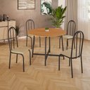 Ver imagem 3 de Conjunto Sala de Jantar 90cm Ilhabela 4 Cad Preto C- Creme