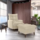 Ver imagem 1 de Conjunto P/ Sala Montreal 1 Poltrona Decorativas e 1 Puff Bouclê Natural - Matrix