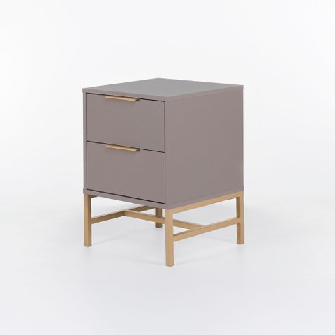Mesa de Cabeceira Square 2 Gavetas 43 Cm X 40 Cm Nude Gianduia