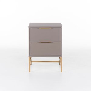 Mesa de Cabeceira Square 2 Gavetas 43 Cm X 40 Cm Nude Gianduia