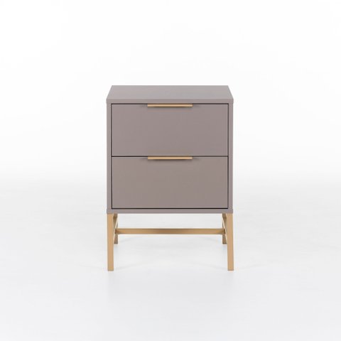 Mesa de Cabeceira Square 2 Gavetas 43 Cm X 40 Cm Nude Gianduia