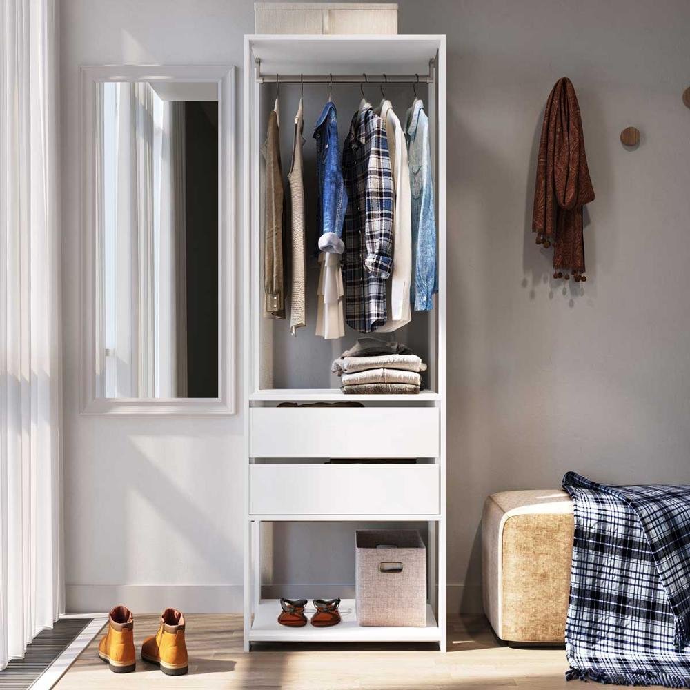 Estante Closet para Quarto com Cabideiro em Aço 1,83 M Cor:branco - 2