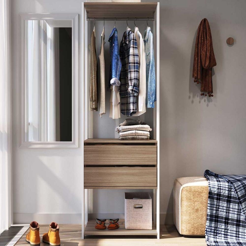 Estante Closet para Quarto com Cabideiro em Aço 1,83 M Cor:branco - 1