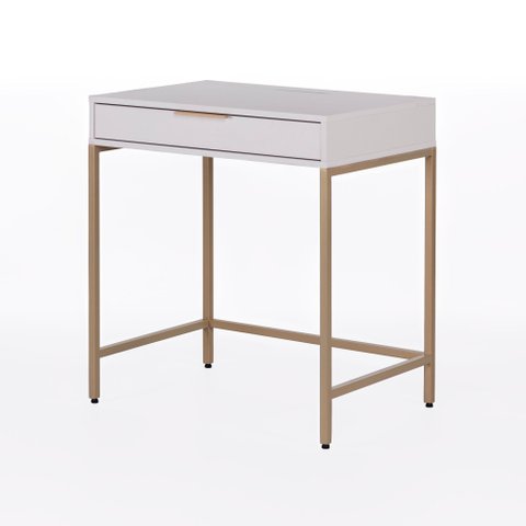 Escrivaninha Square 1 Gaveta 100% MDF Pés de Metal 70cm x 48cm Off White Suave