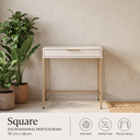 Ver imagem 1 de Escrivaninha Square 1 Gaveta 100% MDF Pés de Metal 70cm x 48cm Off White Suave
