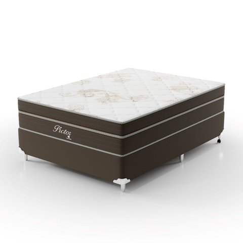 Cama Box Casal 138x188x71cm Molas Ensacadas Pictor Montreal Marrom/Bege