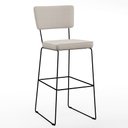 Ver imagem 3 de Kit 03 Banquetas Alta para Cozinha Sala de Jantar Base em Aço Fixa Allana L02 Linho Cru - Lyam