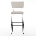 Ver imagem 5 de Kit 03 Banquetas Alta para Cozinha Sala de Jantar Base em Aço Fixa Allana L02 Linho Cru - Lyam