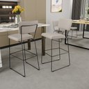 Ver imagem 2 de Kit 03 Banquetas Alta para Cozinha Sala de Jantar Base em Aço Fixa Allana L02 Linho Cru - Lyam