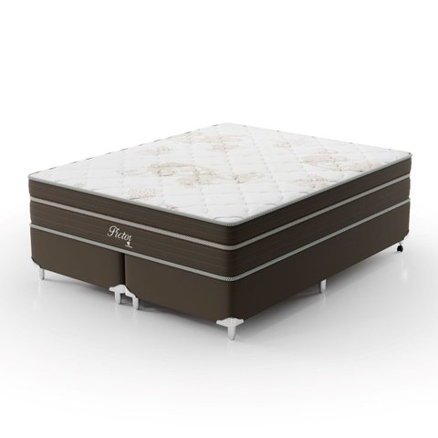 Cama Box Queen 158x198x71cm Molas Ensacadas Pictor Montreal Marrom/Bege