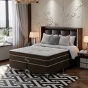 Ver imagem 5 de Cama Box King 193x203x71cm Molas Ensacadas Pictor Montreal Marrom/Bege