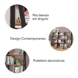 Estante para Livros Escada 140cmx61cm 4 Prateleiras Tok Yescasa - 3