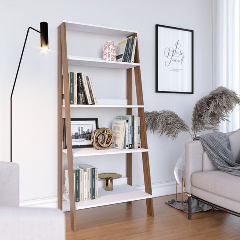 Estante para Livros Escada 140cmx61cm 4 Prateleiras Tok Yescasa