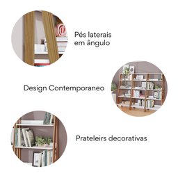 Estante para Livros Escada 140cmx61cm 4 Prateleiras Tok Yescasa - 3