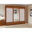 Ver imagem 4 de Guarda-roupas Casal Nice 3 Portas 1 Espelho 4 Gavetas Flex com Pés Amendoa Clean Off White