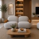 Ver imagem 1 de Sofá Leaf 180 cm 2 Lugares Orgânico Luxo Sala de Estar:Bouclê Cinza
