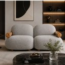 Ver imagem 3 de Sofá Leaf 180 cm 2 Lugares Orgânico Luxo Sala de Estar:Bouclê Cinza