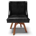 Ver imagem 7 de Kit 4 Cadeiras Decorativas Sala de Jantar Base Giratória de Madeira Firenze PU Preto Brilho/Natural