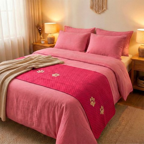 Peseira Cama Casal King Impermeável para Pet: Pink