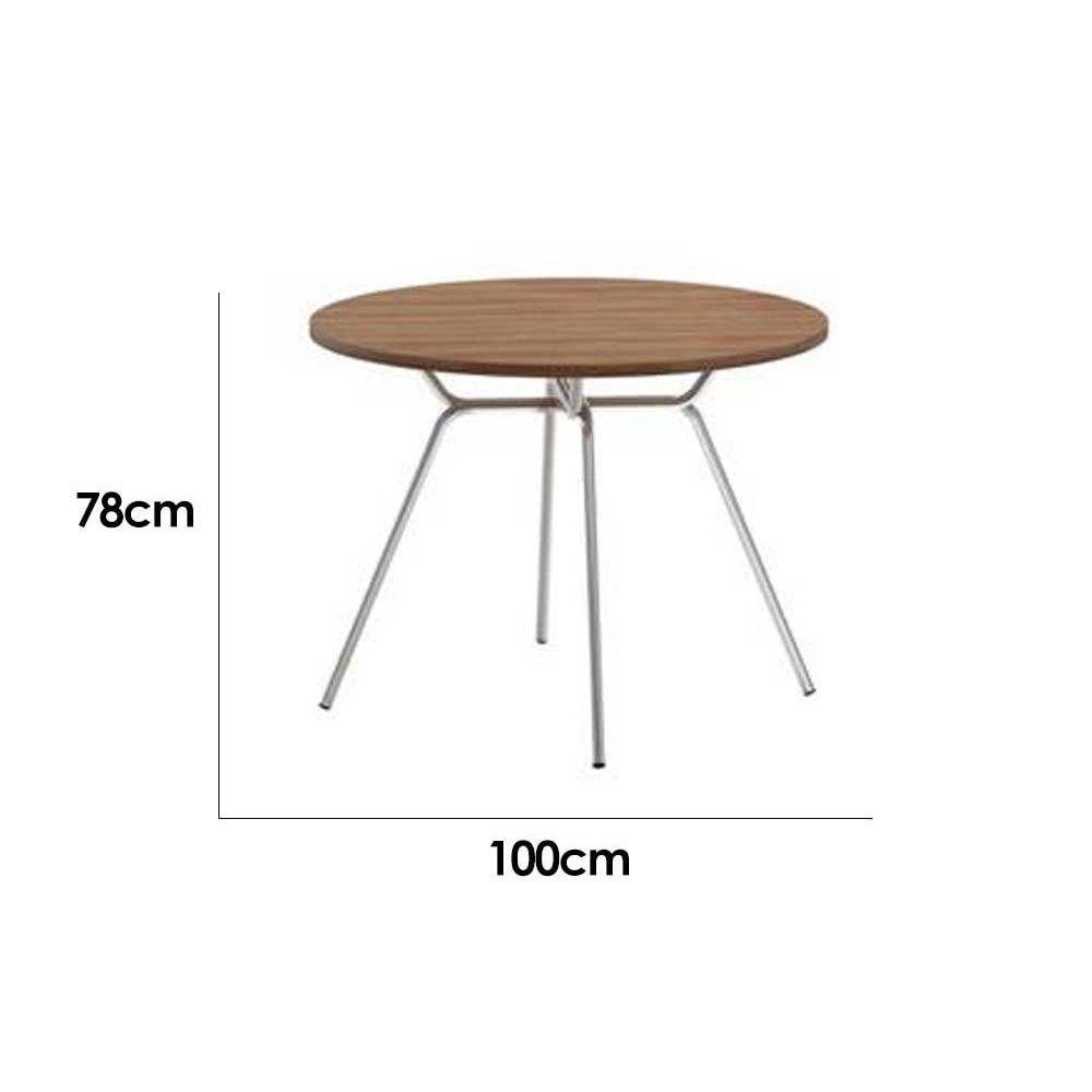 Mesa de Sala Jantar 1588 Aço C/tampo Madeirado 100cm Freijo C/ Prata - Carraro - 2