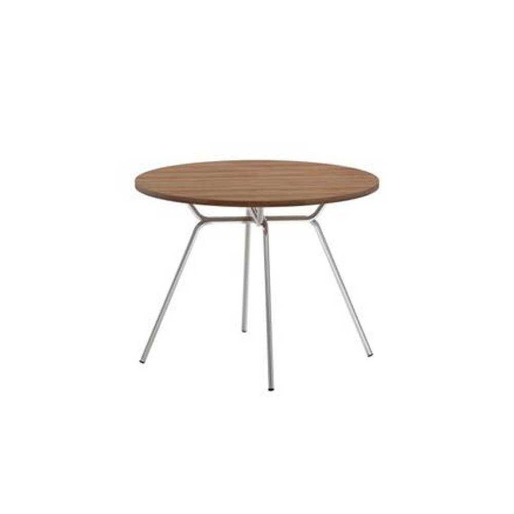 Mesa de Sala Jantar 1588 Aço C/tampo Madeirado 100cm Freijo C/ Prata - Carraro - 1