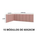 Ver imagem 3 de Cabeceira Estofada para Cama de Solteiro em L - 15 Módulos