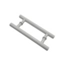 Ver imagem 2 de Kit ferragens para porta de vidro blindex pivotante + puxador tubular redondo 30x20cm - Branco